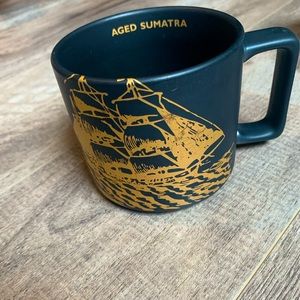 Starbucks Coffee Mug Ship Schooner Matte Black Gold Aged Sumatra 14 oz 2016